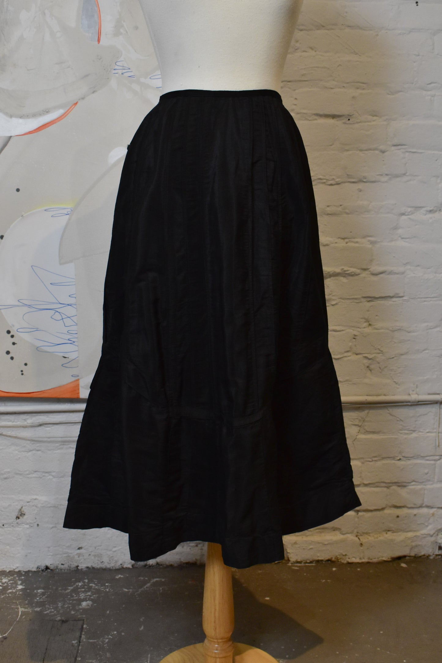 Antique Edwardian Black Silk Skirt