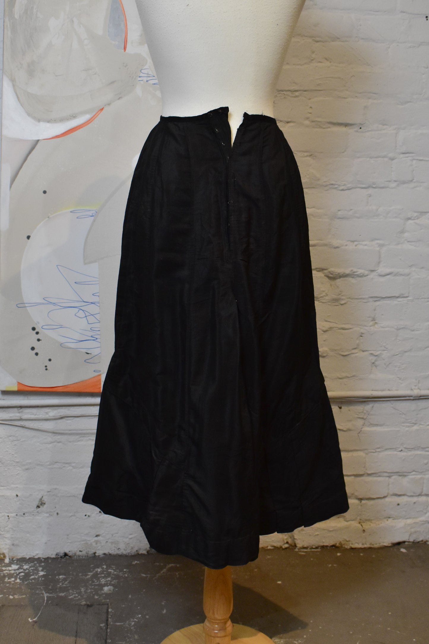 Antique Edwardian Black Silk Skirt