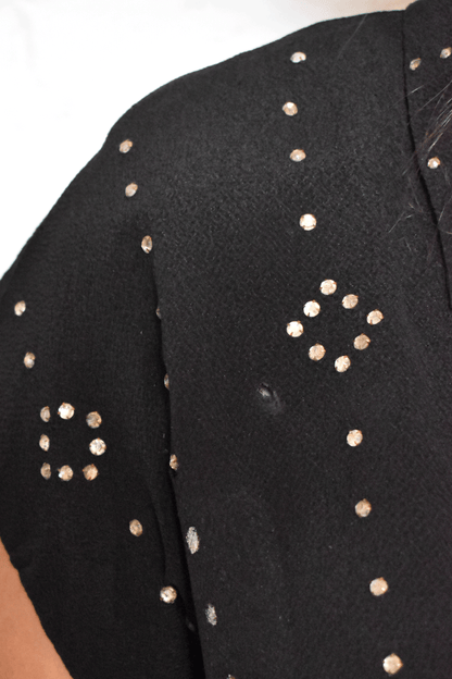 Vintage 1930s Rhinestone Black Dress Top Jacket