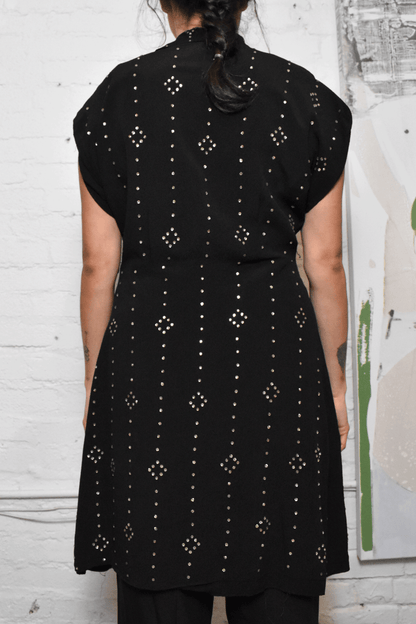 Vintage 1930s Rhinestone Black Dress Top Jacket