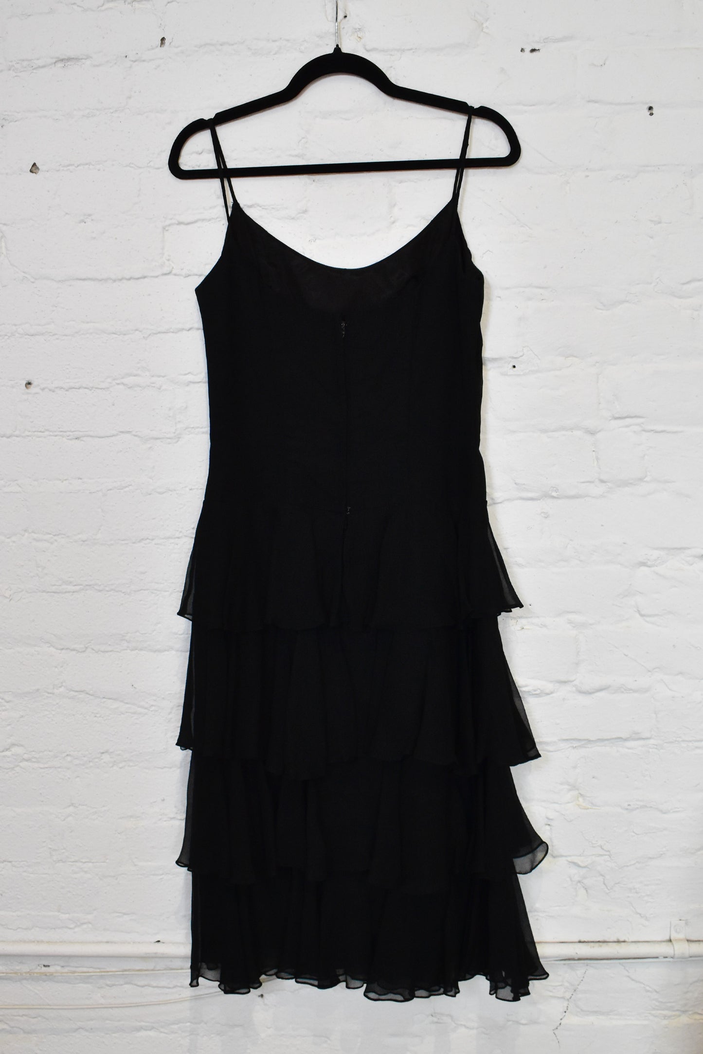 Vintage 1960s "Lilli Diamond" Black Tiered Ruffle Party Dress
