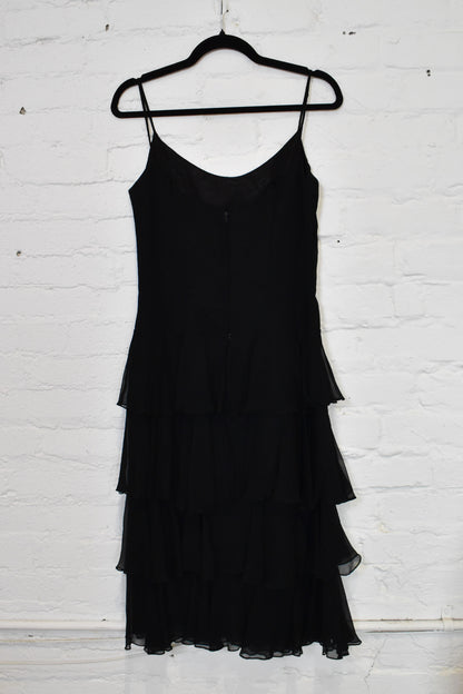 Vintage 1960s "Lilli Diamond" Black Tiered Ruffle Party Dress