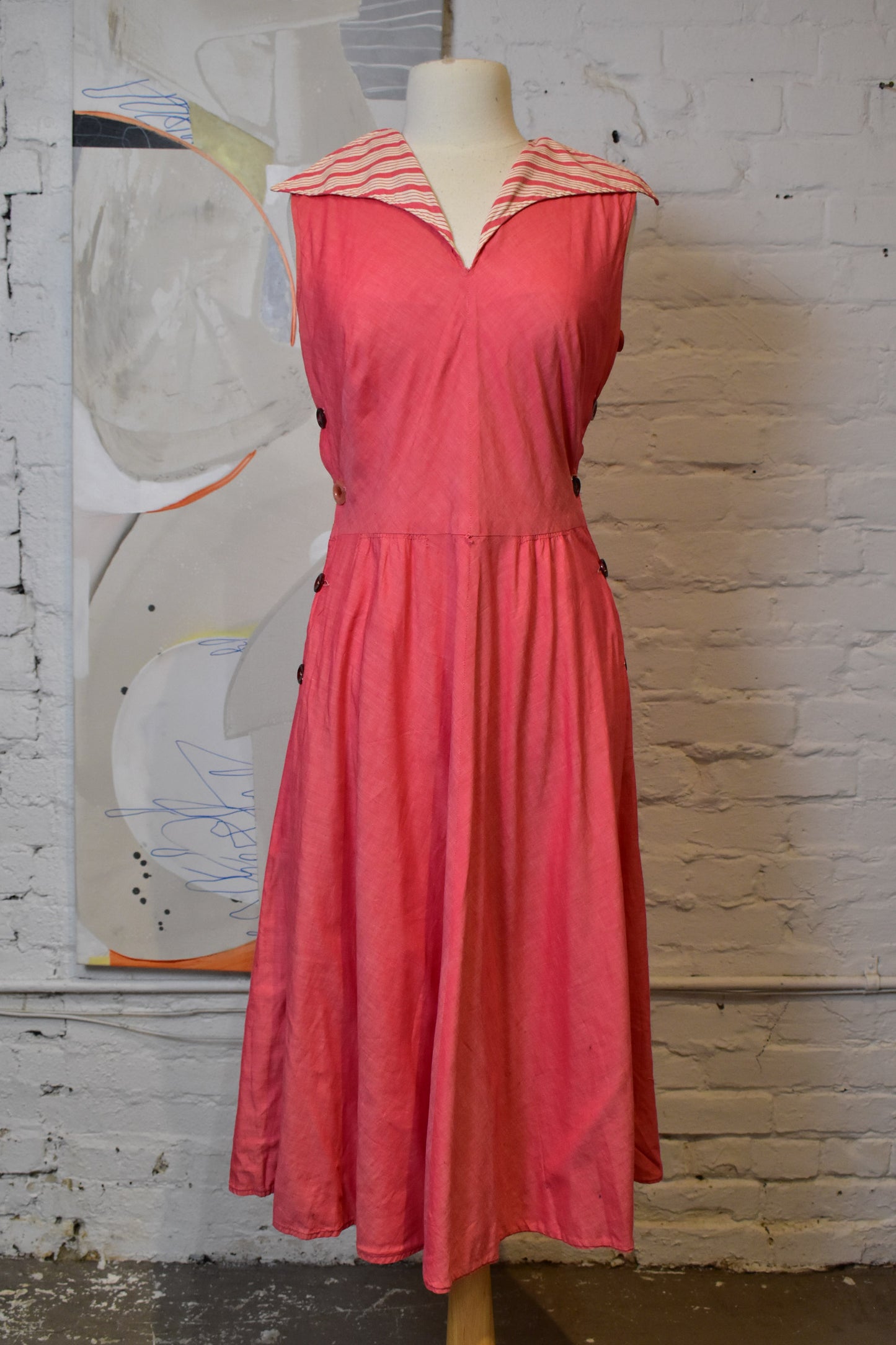 Vintage 1940s Cotton Reversible Summer Dress