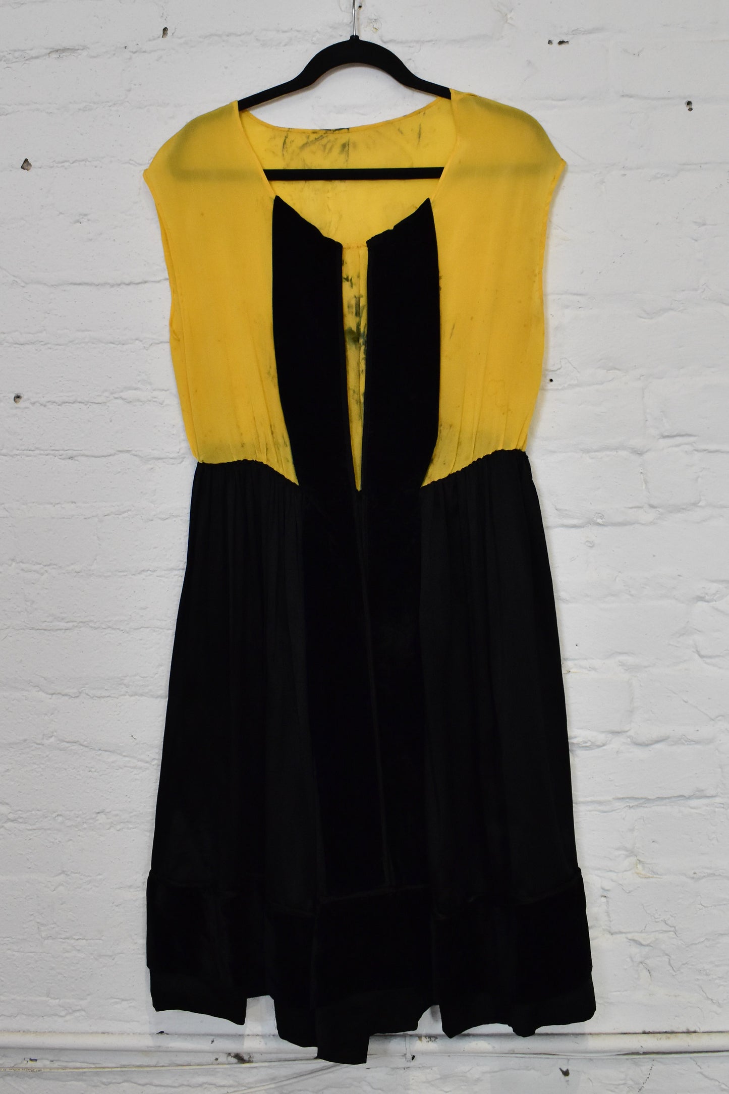 Vintage 1920s Black & Yellow Silk Dress