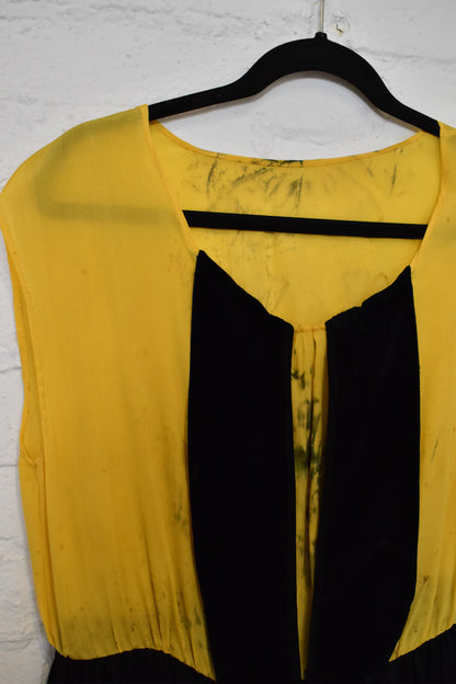 Vintage 1920s Black & Yellow Silk Dress