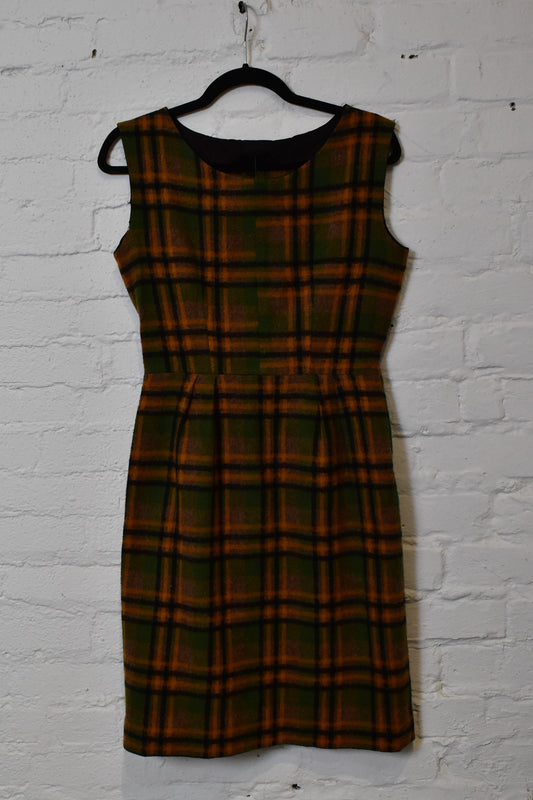 Vintage 1960's Wool Plaid Wiggle Dress