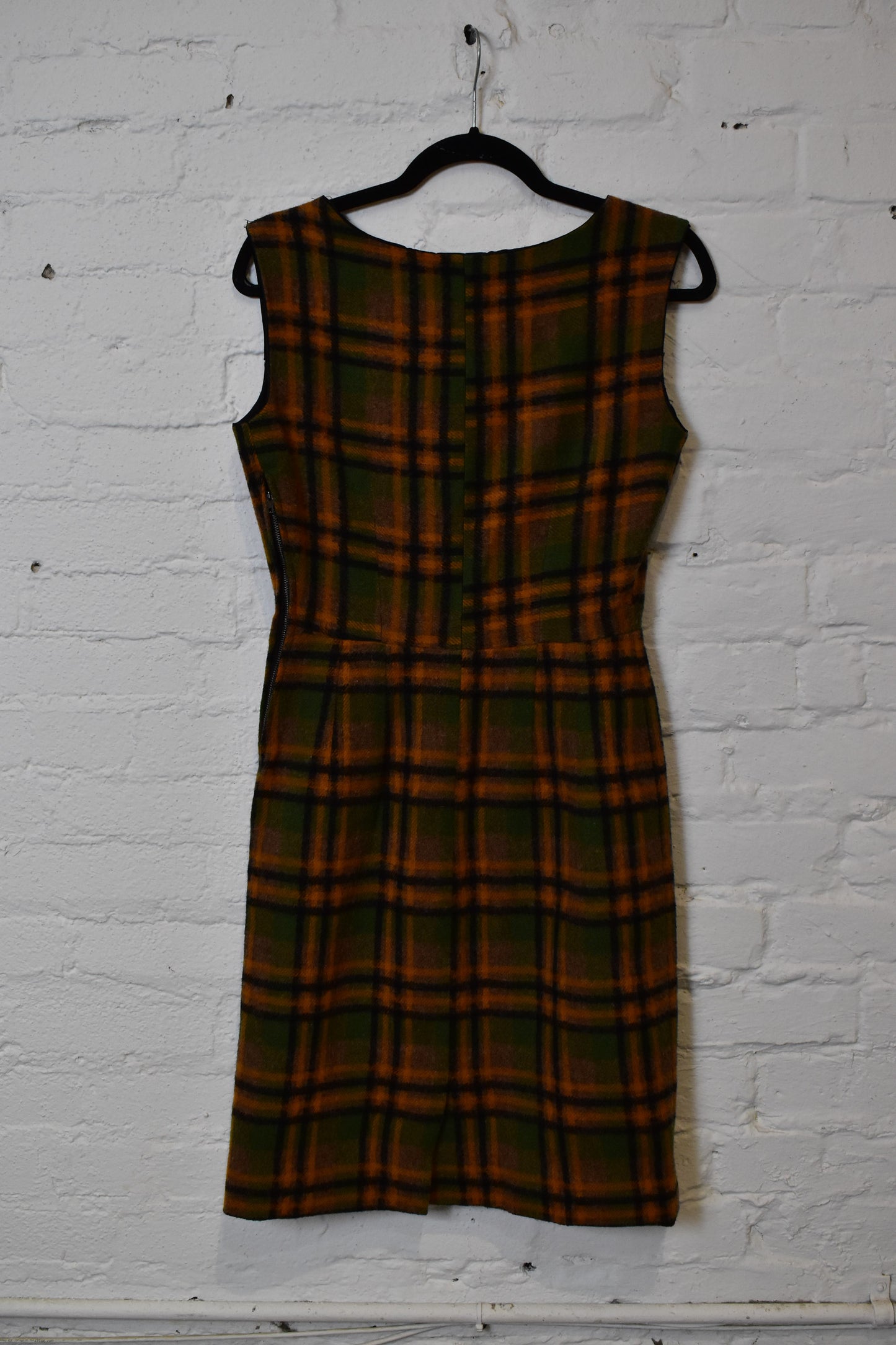 Vintage 1960's Wool Plaid Wiggle Dress
