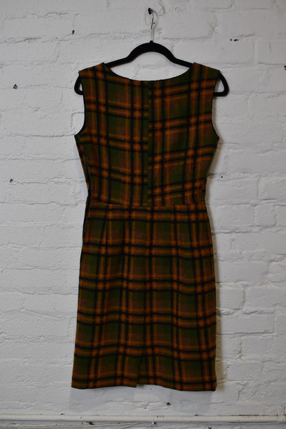 Vintage 1960's Wool Plaid Wiggle Dress