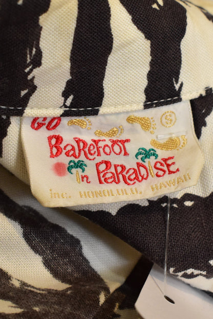 Vintage 1970s "Go Barefoot in Paradise" Hawaiian Shirt