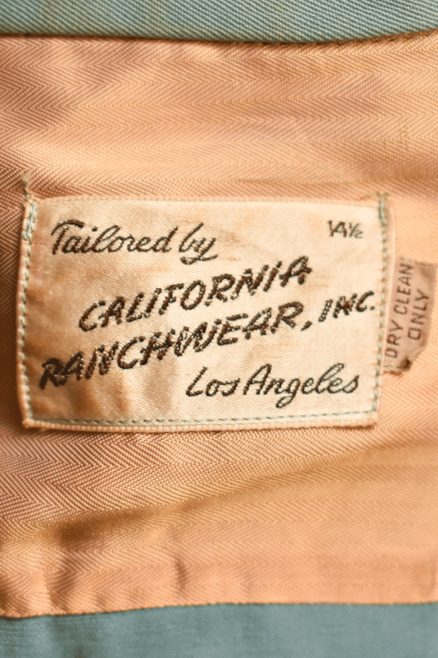 Vintage 1950s "California Ranchwear" Embroidered Sage Western Shirt