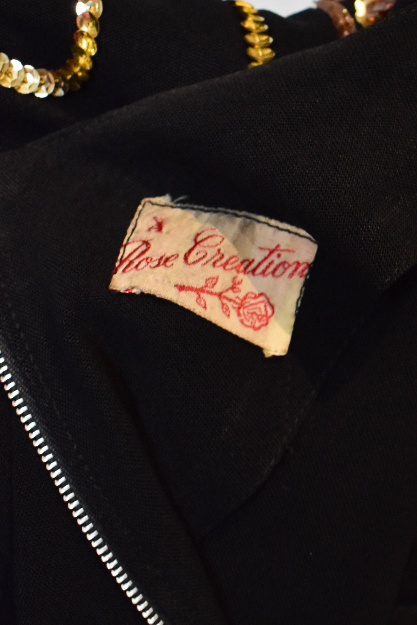 Vintage 1940s "Rose Creation" Gold Sequin Evening Party Dress