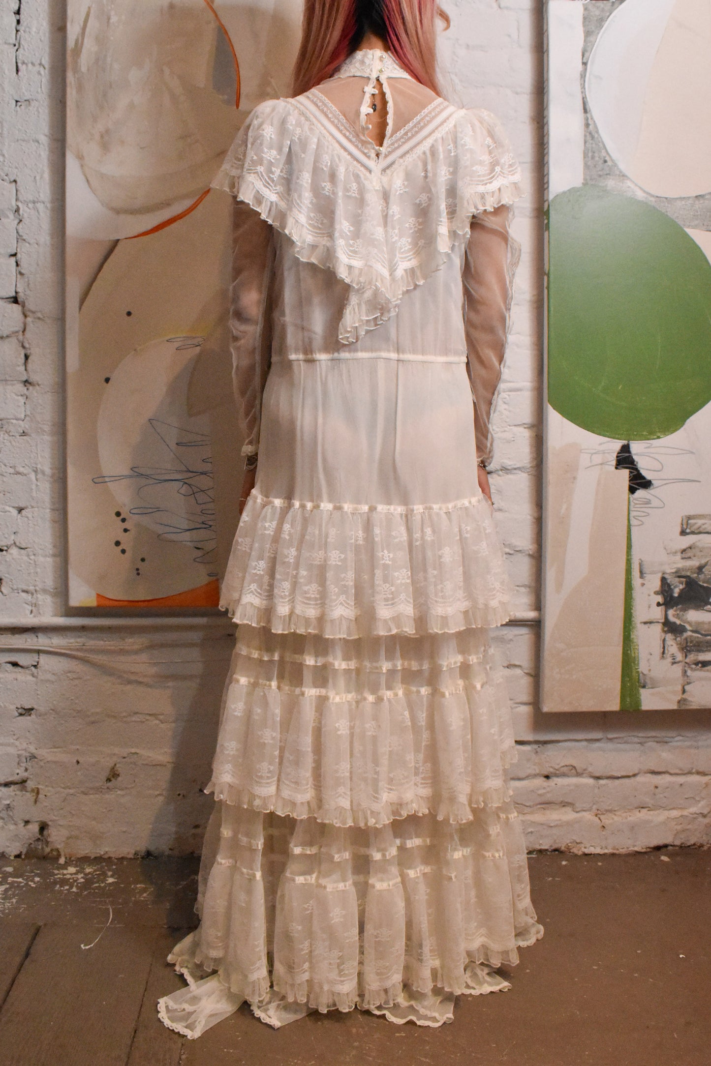 Vintage 1970s "Gunne Sax Bridal Collection" Lace Peasant Wedding Dress