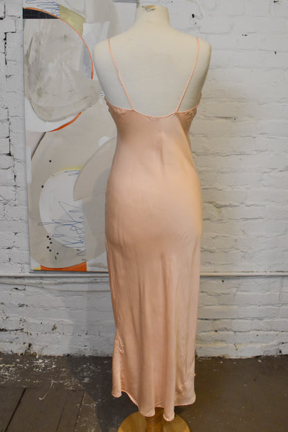 Vintage 1930s 1940s "Gaynite" Peach Silk Slip