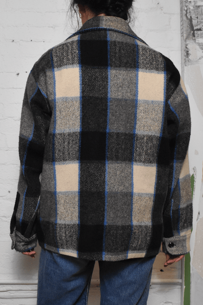 Vintage "L.L. Bean" Grey Blue Plaid Wool Shacket