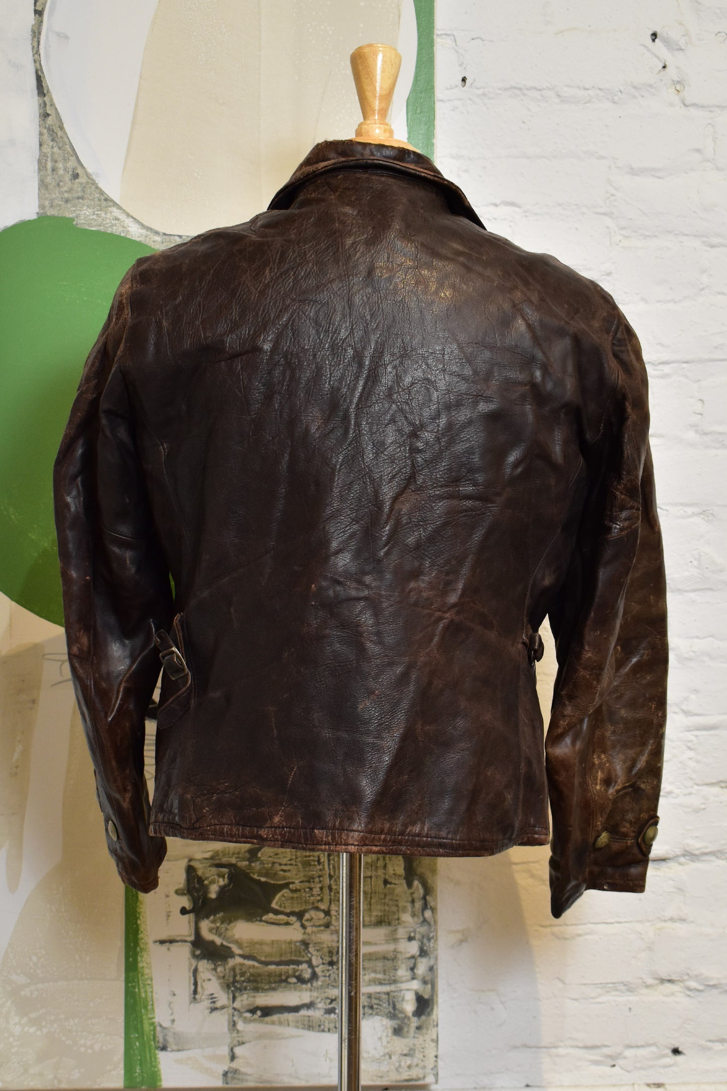 Vintage Patina Leather Bomber Jacket