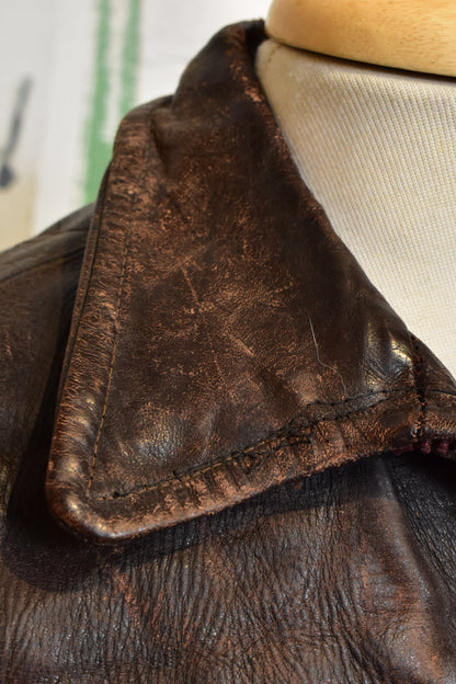 Vintage Patina Leather Bomber Jacket