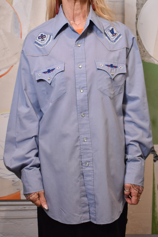 Vintage 1950s Snap Front Western Shirt Inverted Pocket Detail