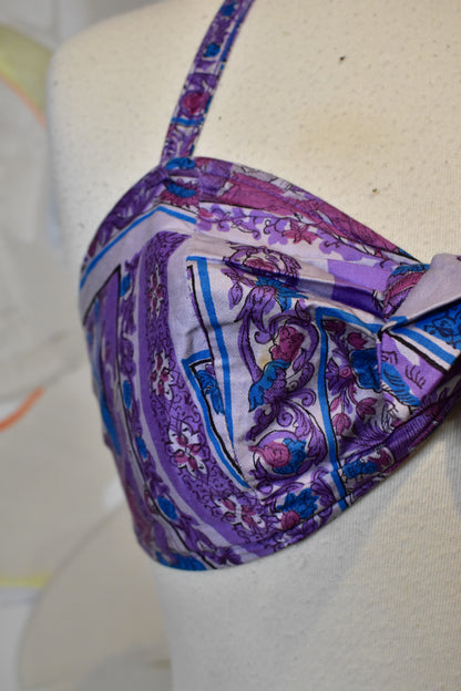 Vintage 1960s Purple Novelty Print Bikini Swim Suit