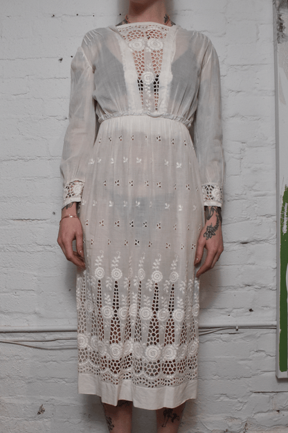 Vintage Antique Eyelet White Summer Dress