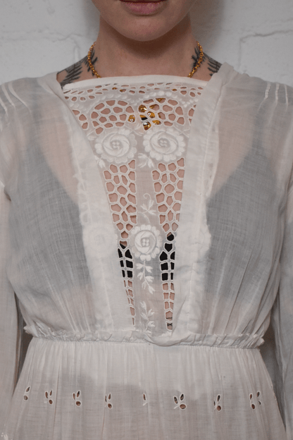 Vintage Antique Eyelet White Summer Dress