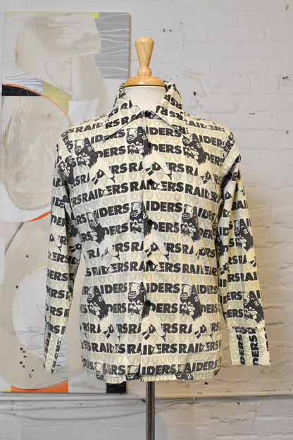 Vintage 1970s Oakland Raiders NFL Printed Button Down Shirt