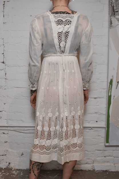 Vintage Antique Eyelet White Summer Dress