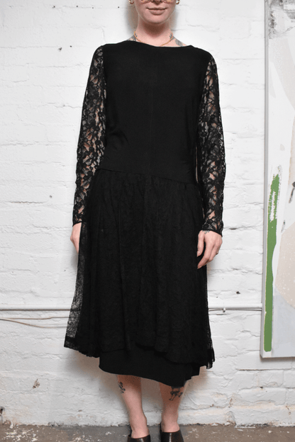 Vintage 1940s Black Lace Dress