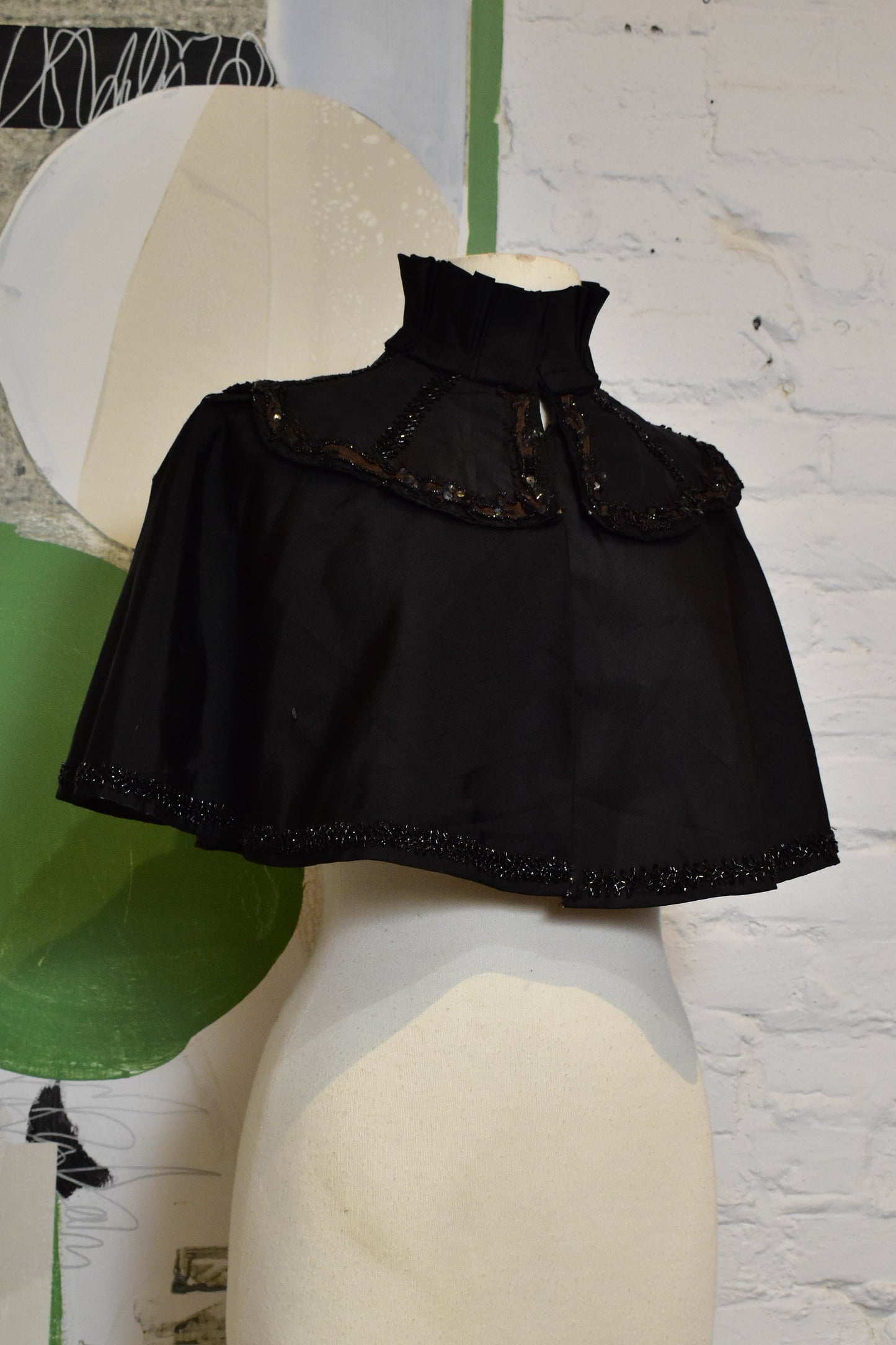 Antique Victorian Black Beaded Bolero Cape