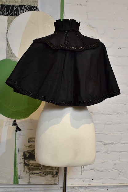 Antique Victorian Black Beaded Bolero Cape