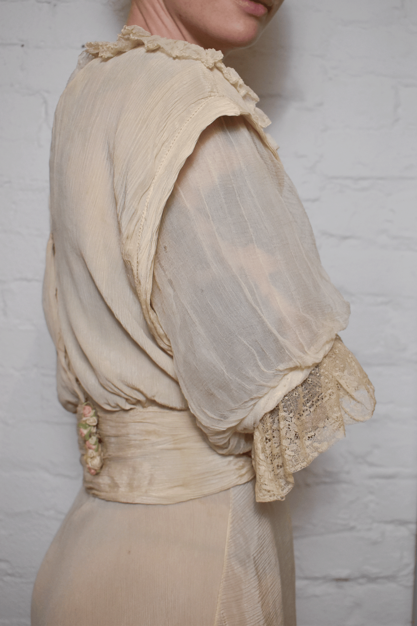 Antique Edwardian Ivory Silk Dress