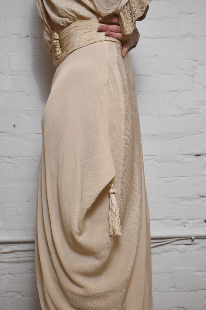 Antique Edwardian Ivory Silk Dress