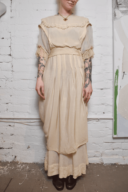 Antique Edwardian Ivory Silk Dress