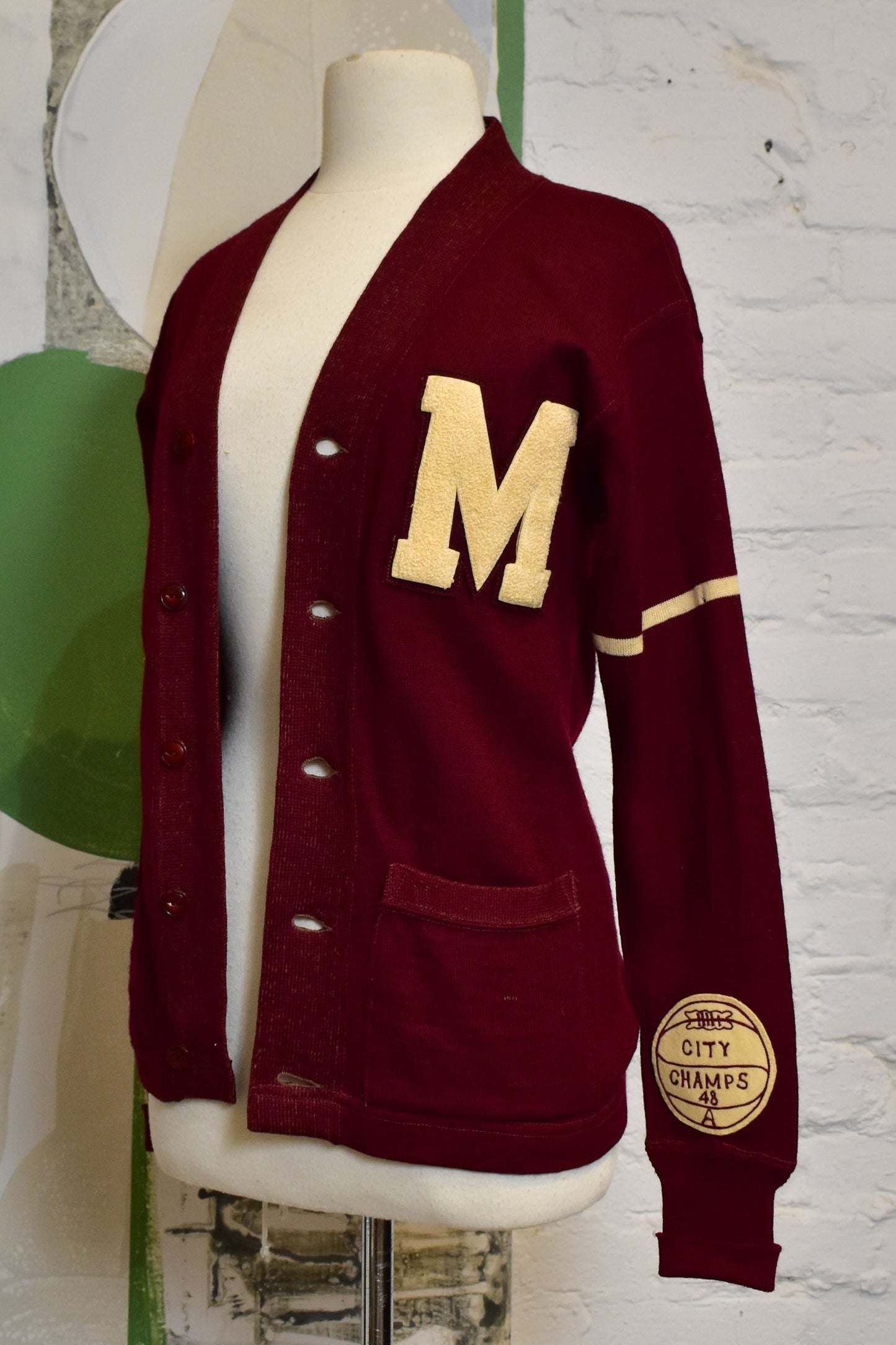 Vintage 1950s Burgundy Letterman Cardigan