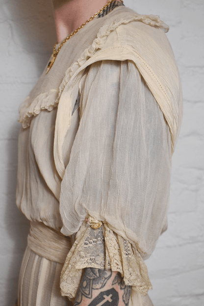 Antique Edwardian Ivory Silk Dress