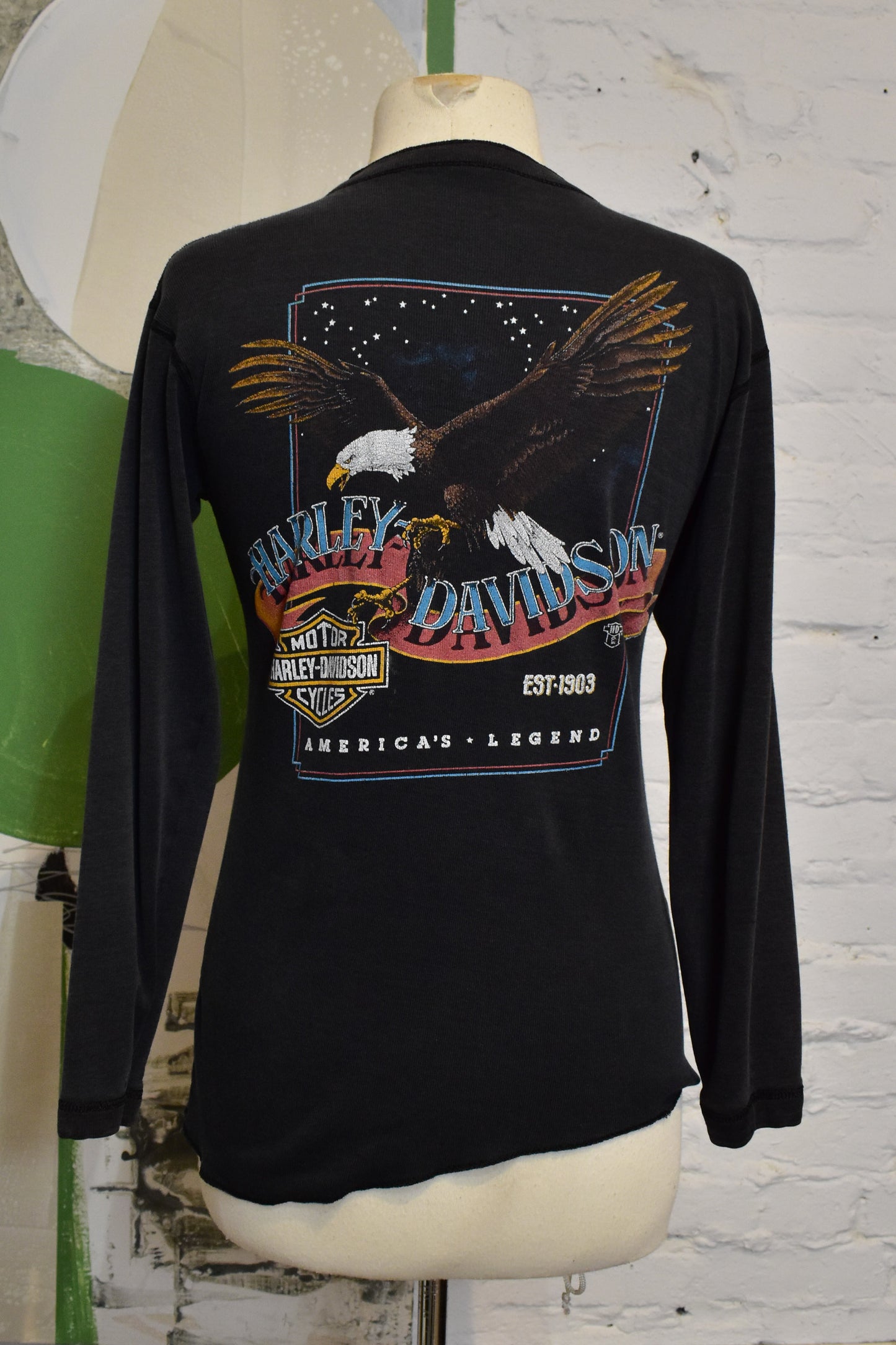 Vintage 1987 "Harley Davidson 3D Emblem" Thermal T-shirt