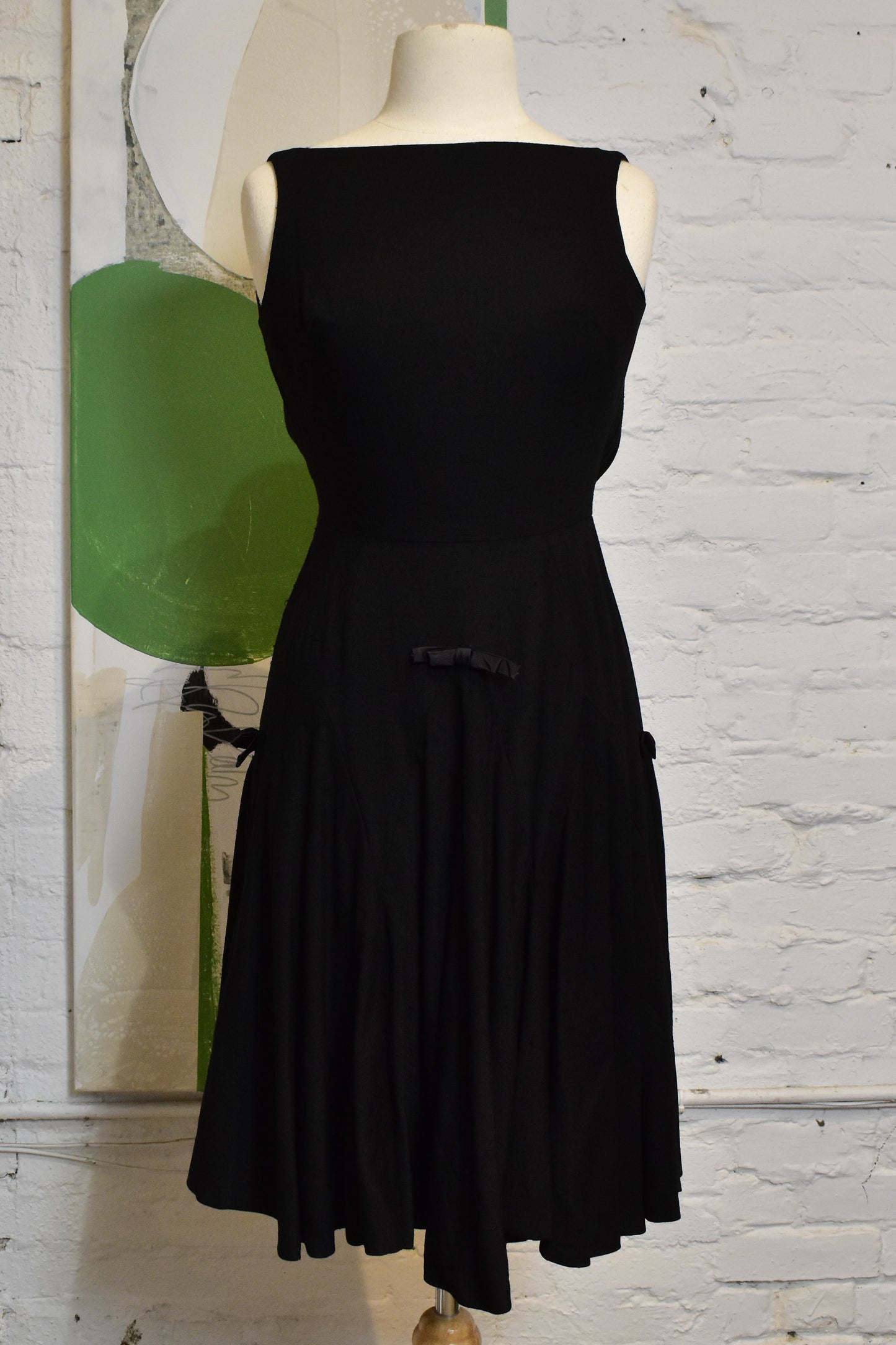 Vintage 1950s Black Silk Dress