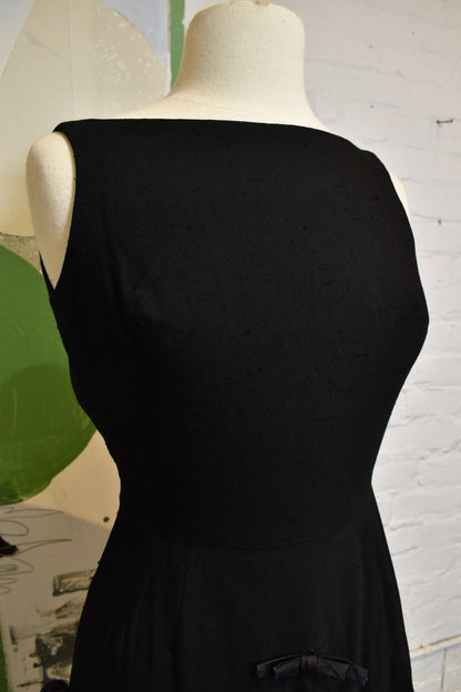 Vintage 1950s Black Silk Dress