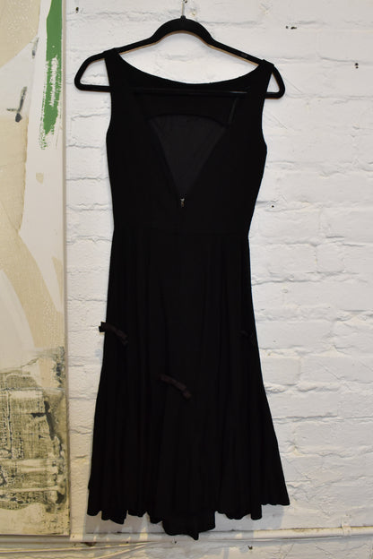 Vintage 1950s Black Silk Dress