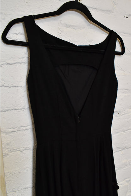 Vintage 1950s Black Silk Dress