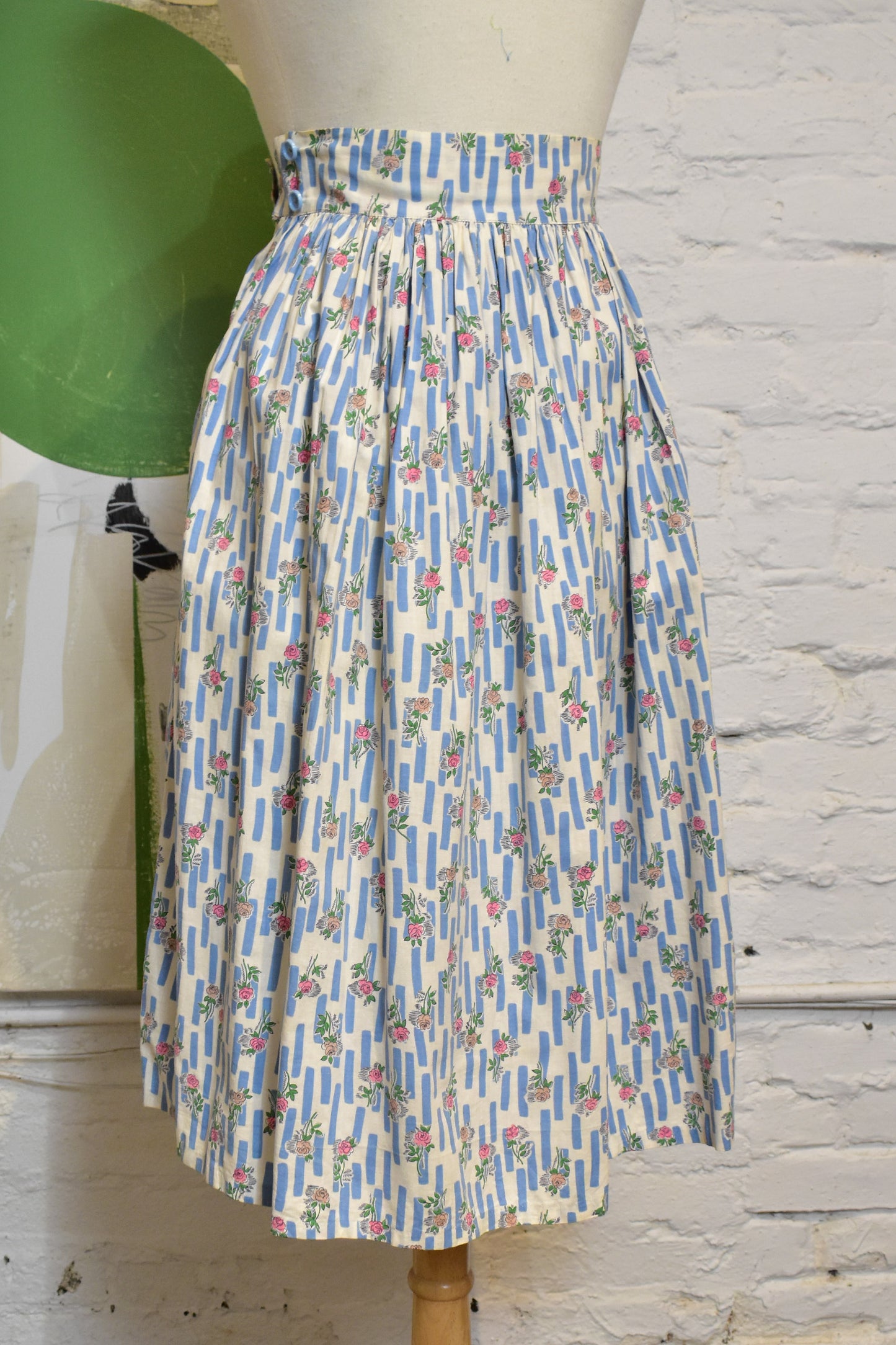 Vintage 1950s Floral Cotton Skirt