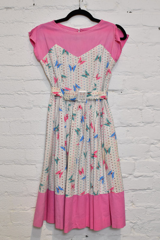 Vintage 1940s Butterfly Print Dress