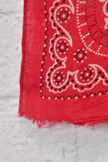 Vintage 1950s Classic Fast Color Red Bandana