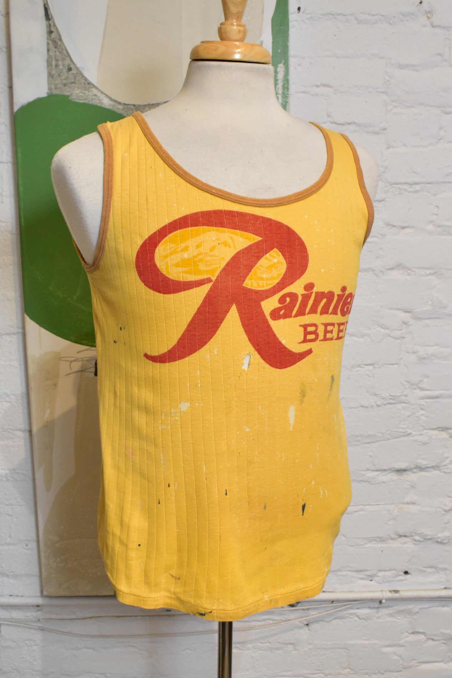 Vintage 1970s "Rainier Beer" Mustard Tank Top