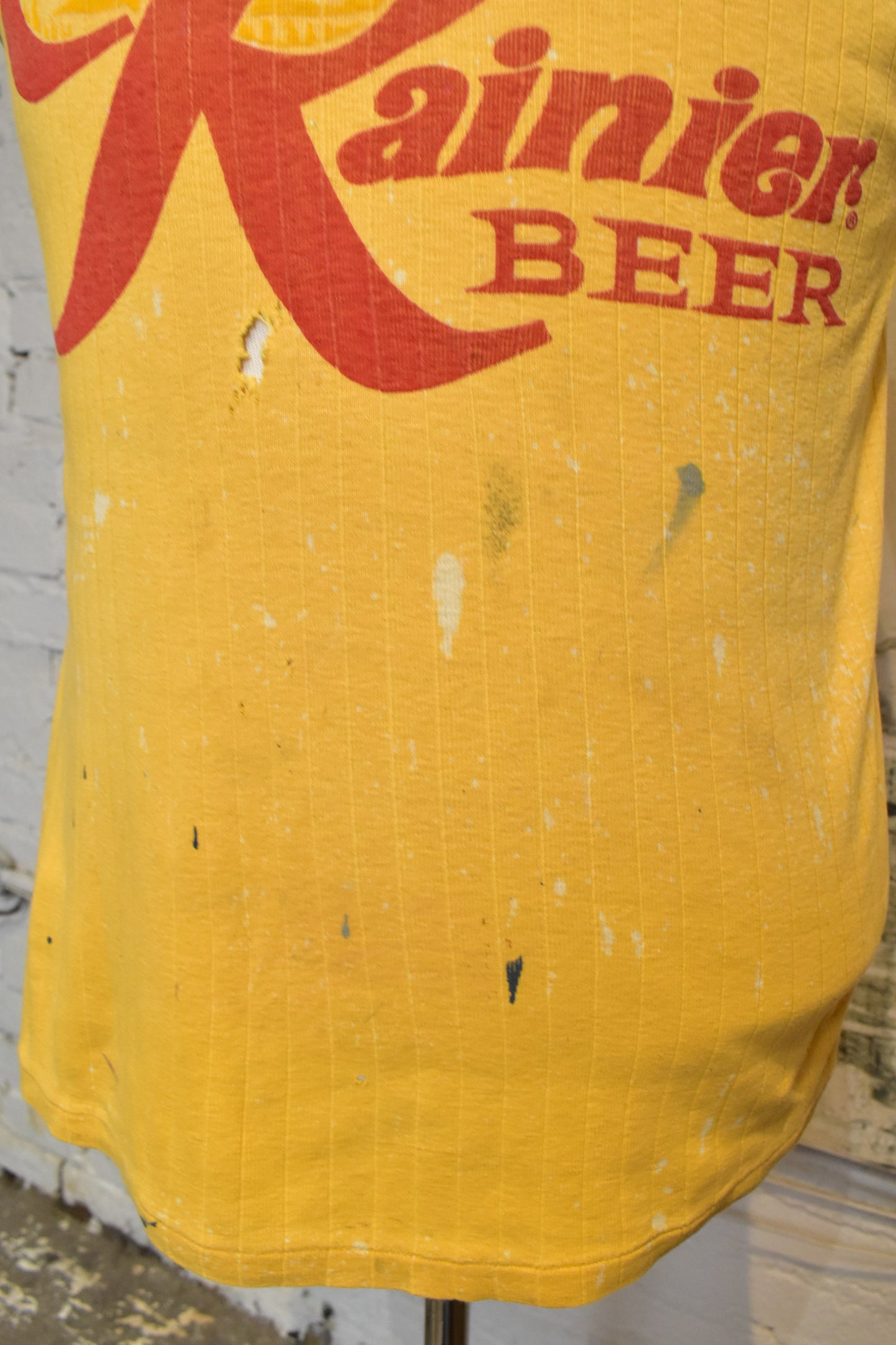 Vintage 1970s "Rainier Beer" Mustard Tank Top