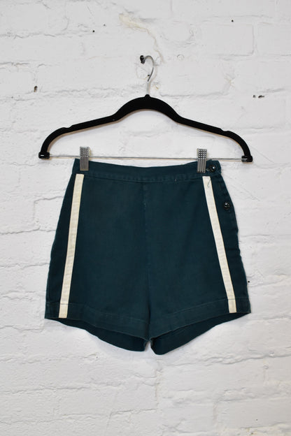 Vintage 1950s 1960s Girl Scout Side Button Striped Shorts