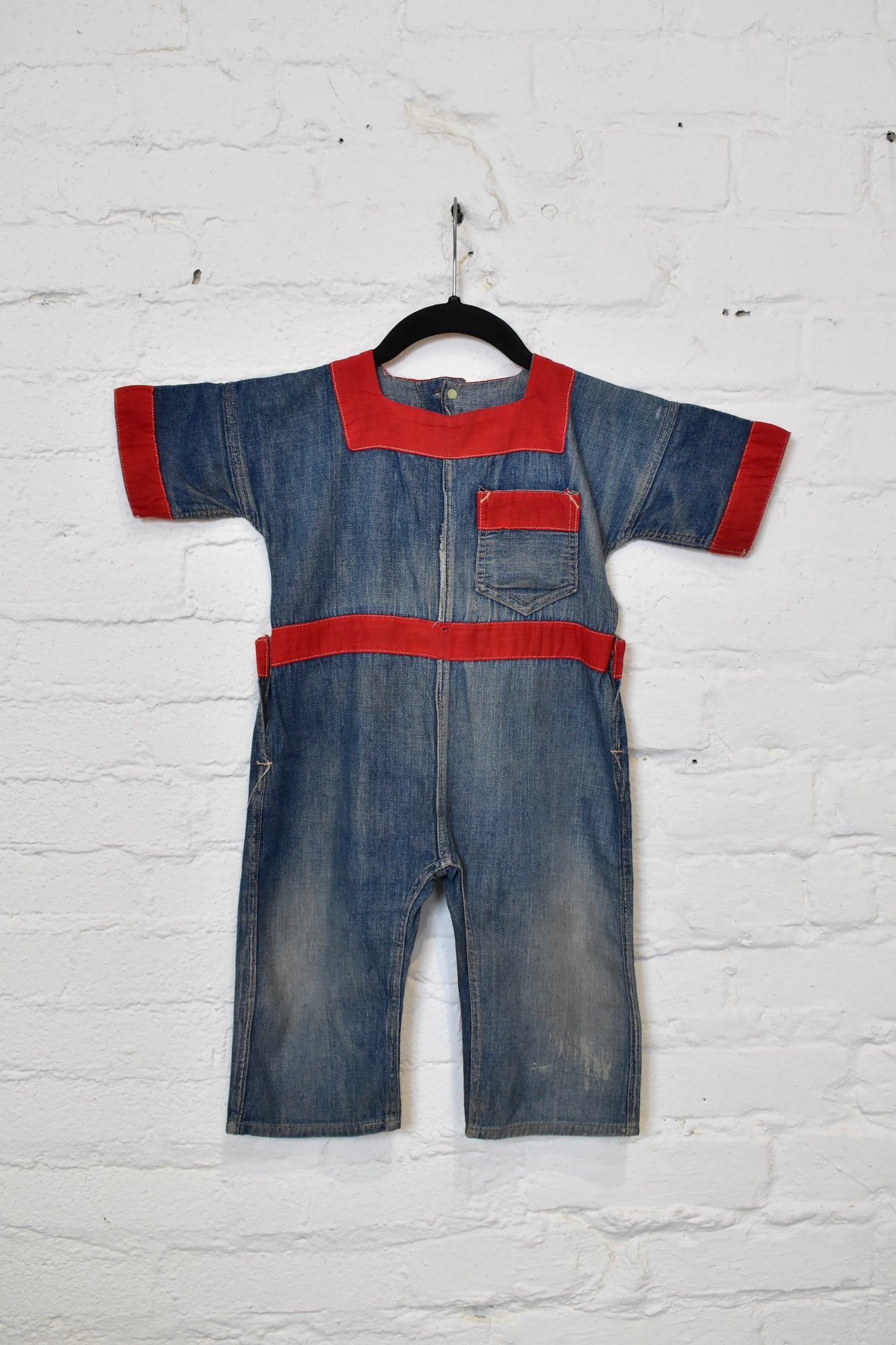 RARE Antique 1910s Kids Wabash Indigo Cotton Denim Coveralls