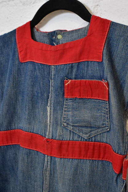 RARE Antique 1910s Kids Wabash Indigo Cotton Denim Coveralls