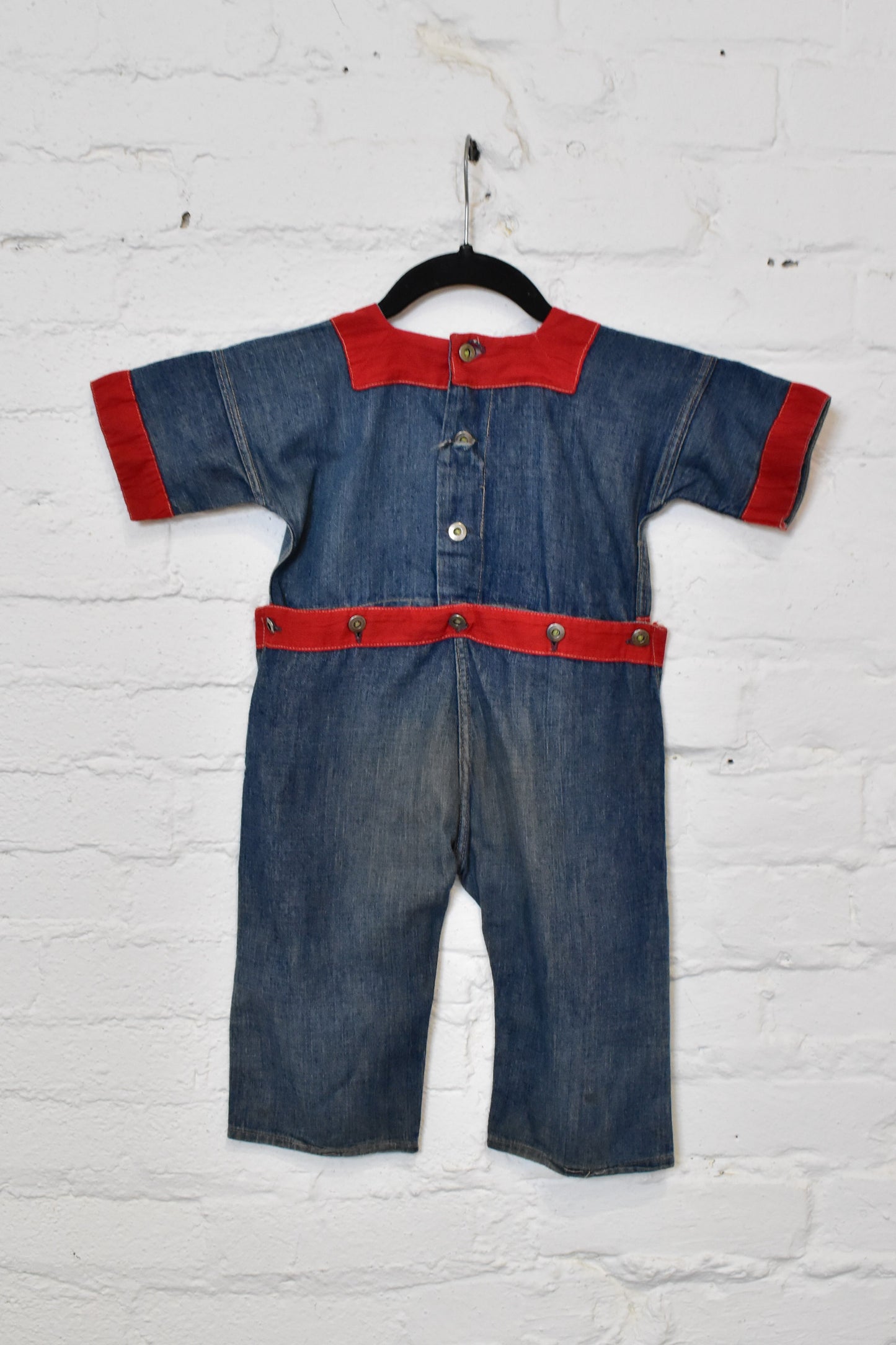 RARE Antique 1910s Kids Wabash Indigo Cotton Denim Coveralls