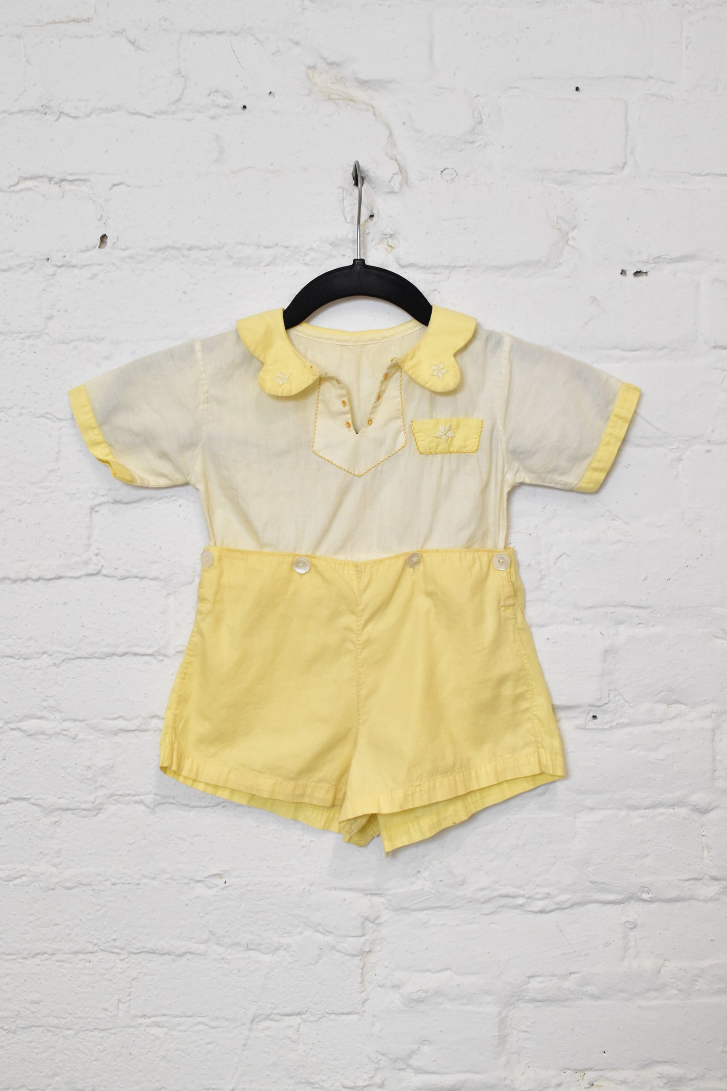 Vintage 1930s Boys Yellow Cotton Romper Playsuit