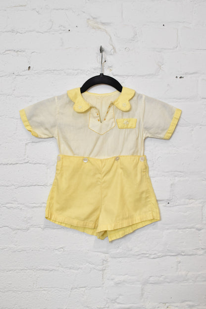 Vintage 1930s Boys Yellow Cotton Romper Playsuit